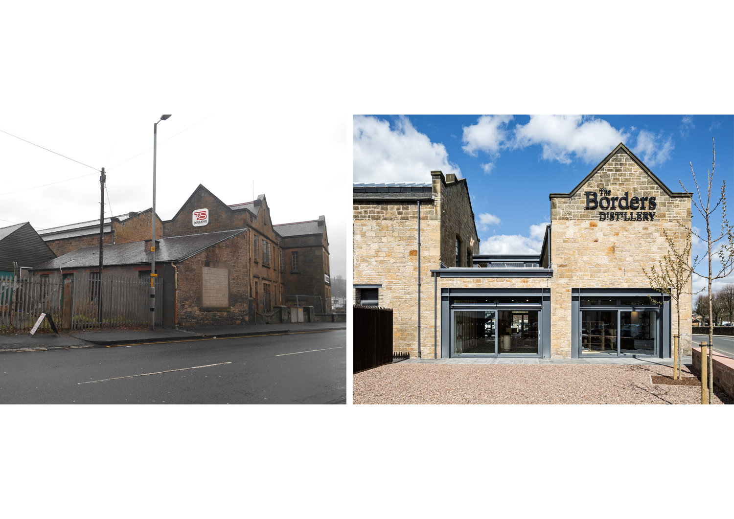 Before and After images of The Border Distillery
